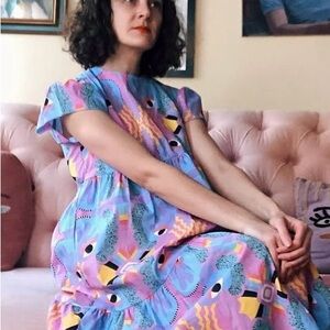 Nooworks Colorful Abstract Midi Dress